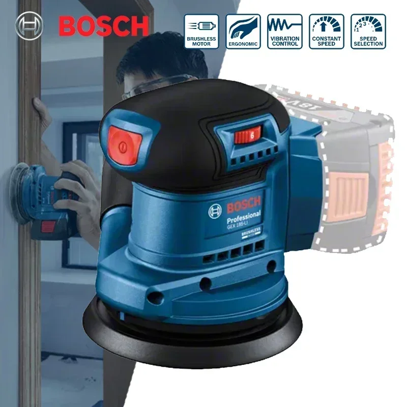 Lixadeira sem Fio Bosch Random Orbit Ferramenta Bosch Gex 185-li Polidora sem Escova de Lítio 18v 125 mm