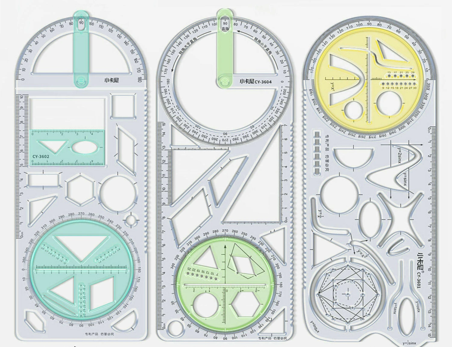 Multifunctional Function Drawing Ruler Student Geometry Parabola Graph Template Can Be Rotated