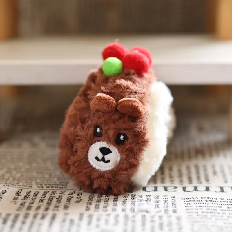 Uroczy pluszowy breloczek w kształcie misia z ciastem, kreatywny prezent urodzinowy, miękki pluszowy misio z ciastem, ozdoba do torby, breloczek.