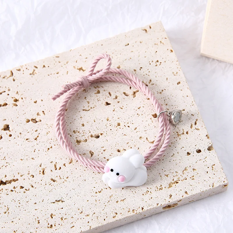 2pcs/set Cartoon Cute Bear Bracelet for Women Girls 2023 New Adjustable Couple Paired Bracelets Friendship Jewelry Gift