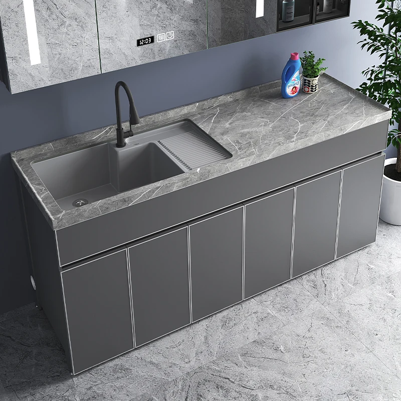 

Slate space aluminum alloy balcony washing machine integrated cabinet combination terrace laundry pool washbasin garden customiz