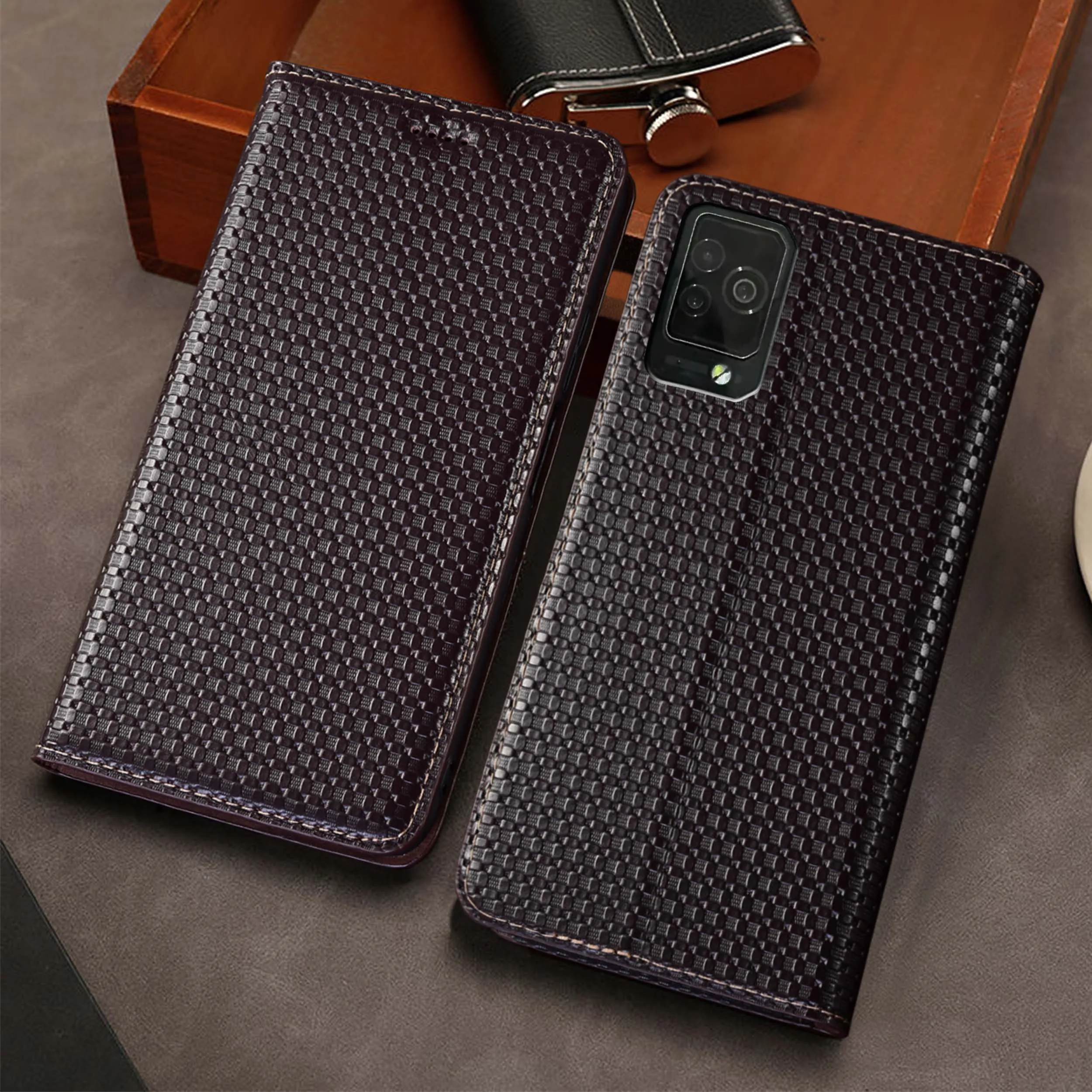

For Xiaomi BlackShark 2 3 3S 4 5 5R Pro Grass Mat Pattern Of Genuine Leather Wallet Flip Phone Case Cowhide Scratch-Resistant