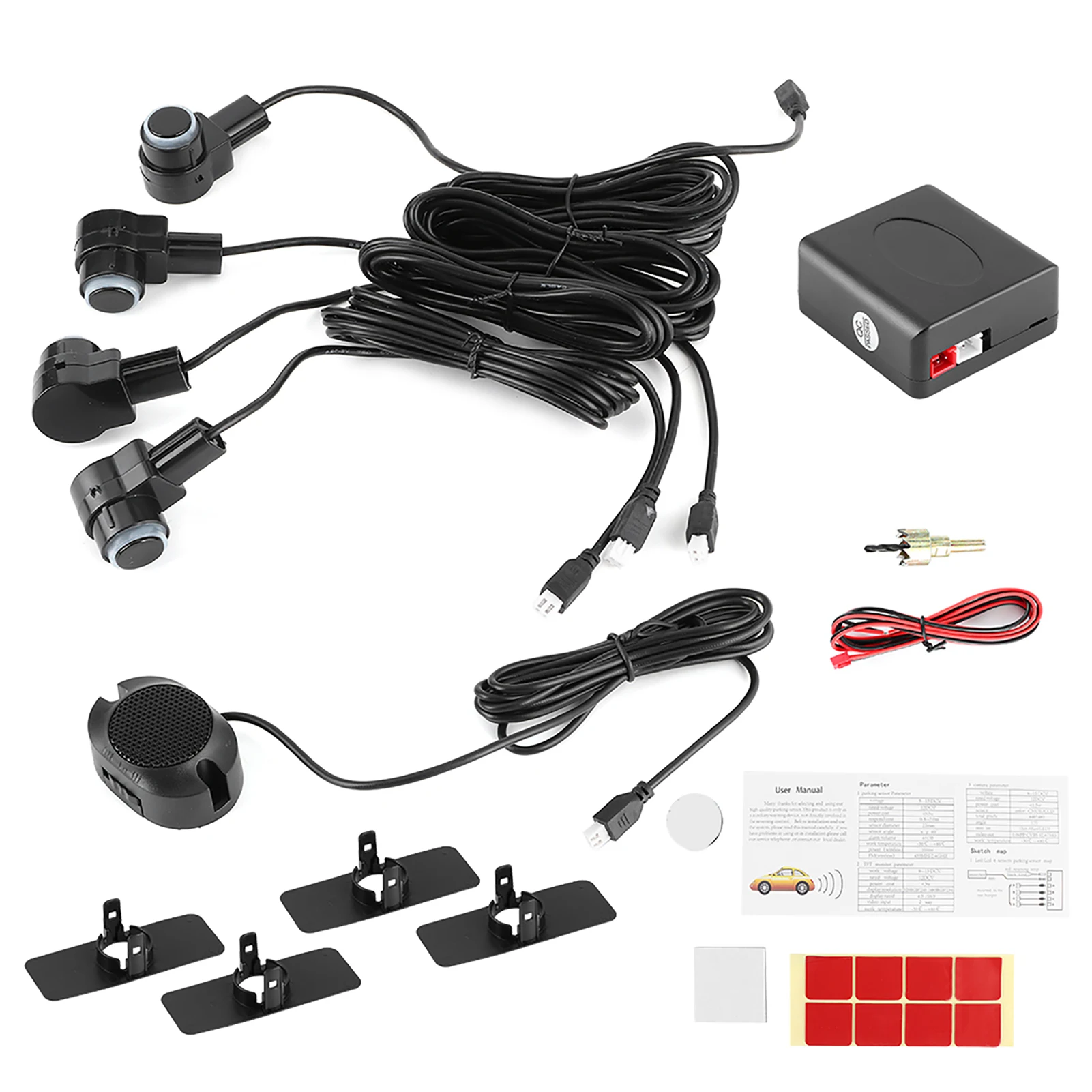 Intelligent Parking Assistance System 4 Sensor Probe Car Auto Reverse Radar 65dB Buzzer Alert Kit