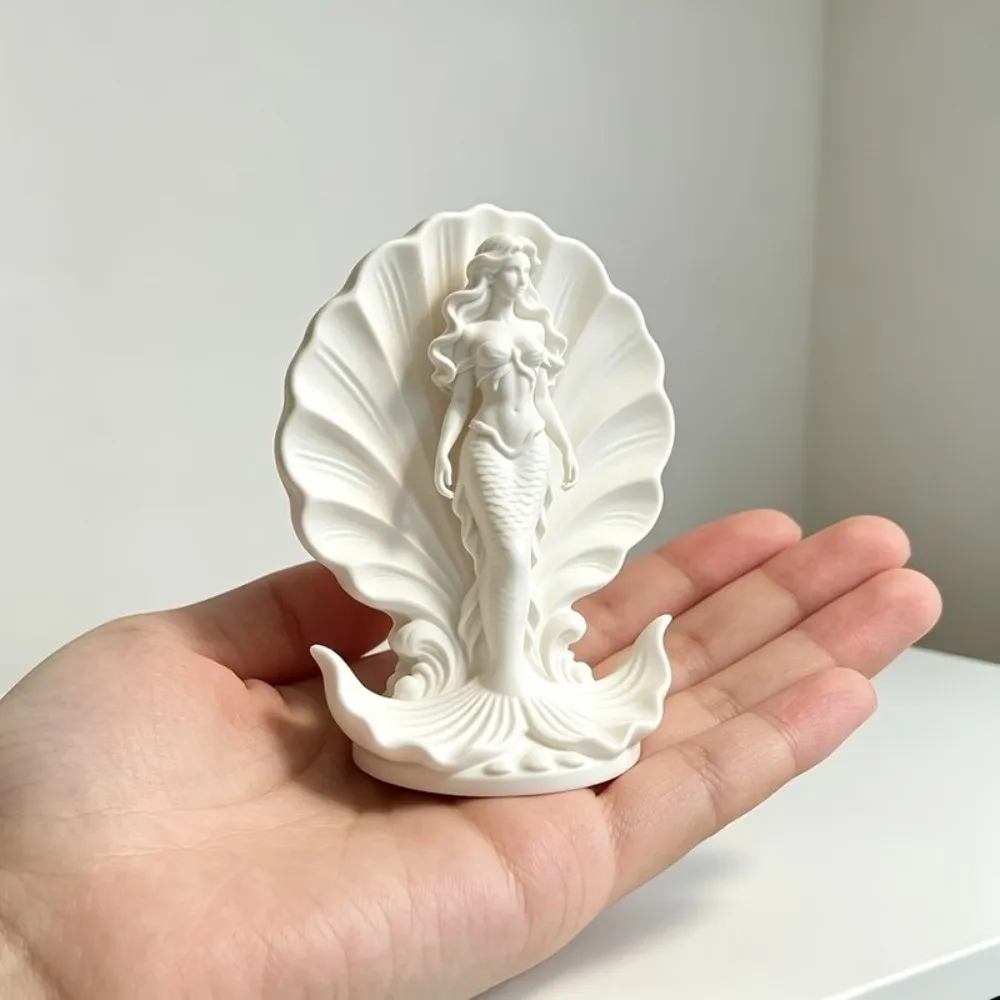 Unique 3D Printed Mermaid Figurine Light Luxury Ornaments Mermaid In Shell Statue Elegant Creative Desktop Decoration Office
