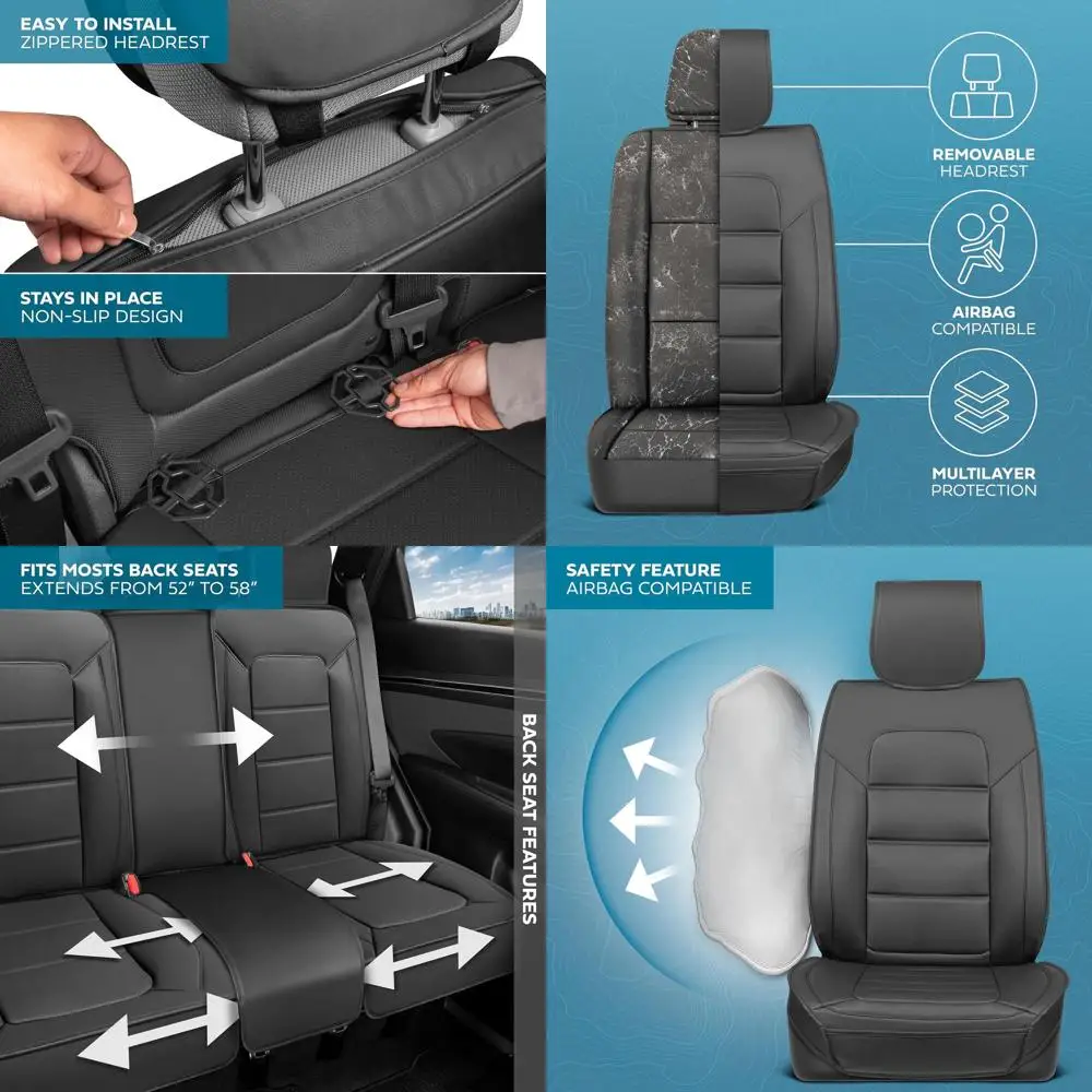 

Чехлы на сиденья Classic Edition, полный комплект чехлов на сиденья из искусственной кожи для легковых автомобилей, грузовиков, фургонов, внедорожников, полуспециальные чехлы на автомобильные сиденья спереди и