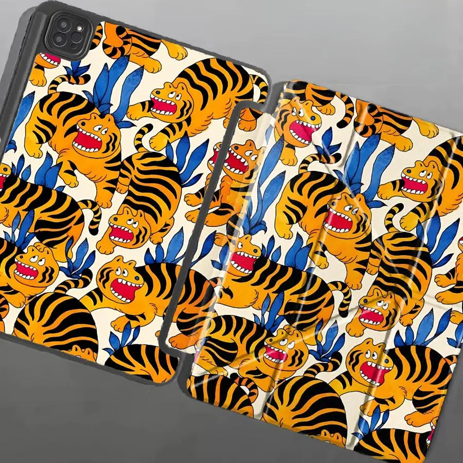 Tablet Case For iPad Pro 2025 Mini 6 7 Air 4 5 M3 M2 M4 11inch Pro 11th 10th 9th 8th 7th 12.9inch Holder Cover Cartoon Tiger