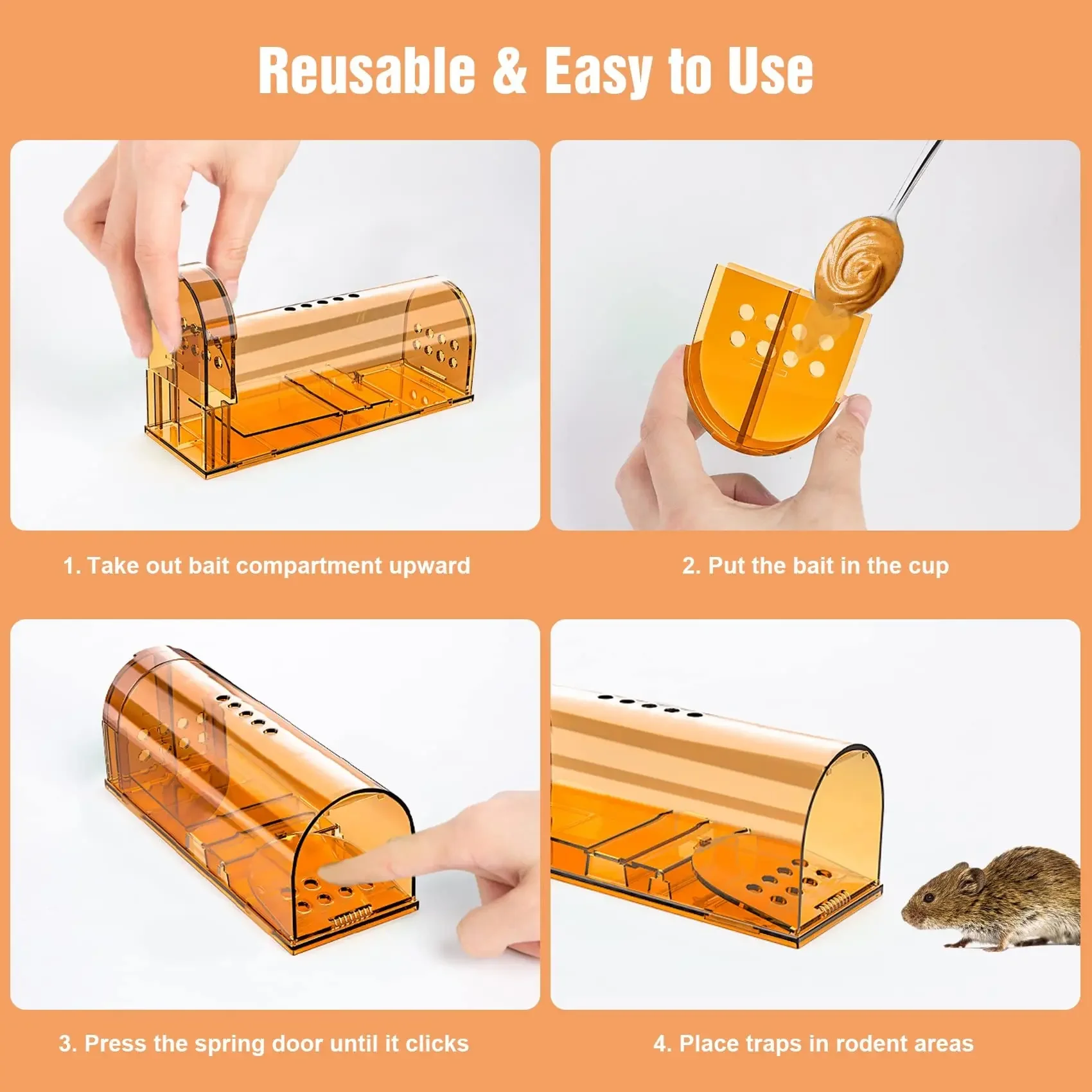 1Pc Mouse Traps Small Trap Indoor Outdoor Live Mouse Trap Catch and Release Ideal No Kill Mouse Traps for Rodents Easy to Use