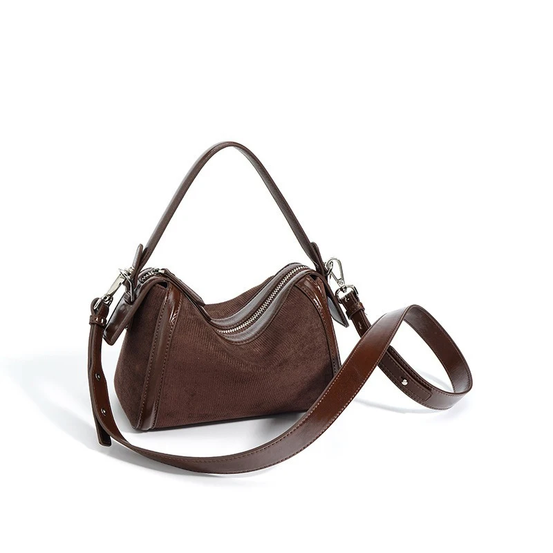 

Luxury Bowling Bag for Women Premium Leather Cotton Linen Handbag Designer Square Shoulder Bag 2025 New Crossbody Bag