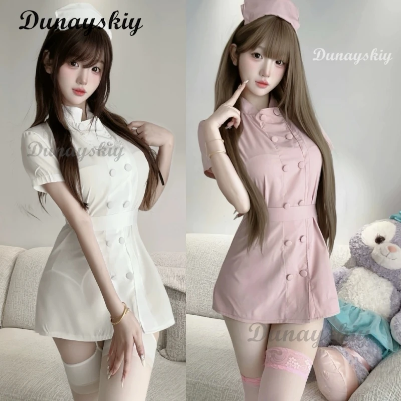 

Pure Love Nurse Doctor White Pink Sexy Dress Cos Role Play Uniform Temptation White Angel Lingerie Fashion Uniform Halloween