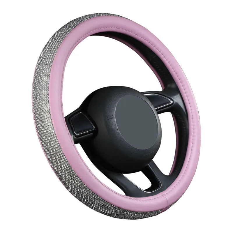

Universal 38CM Rhinestones Steering Wheel Cover with Crystal Diamond Sparkling Car Breathable Anti-Slip Steering Wheel Protector