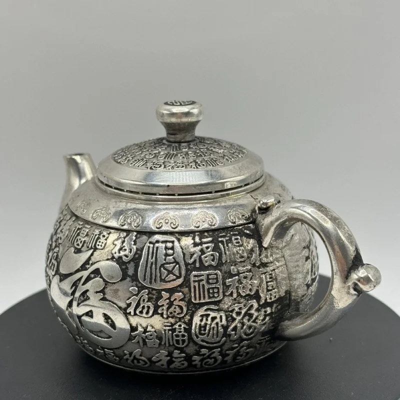 Antique Wholesale Collection Fu Character Baifu Silver-Plated Dragon And Phoenix Teapot Kung Fu Tea