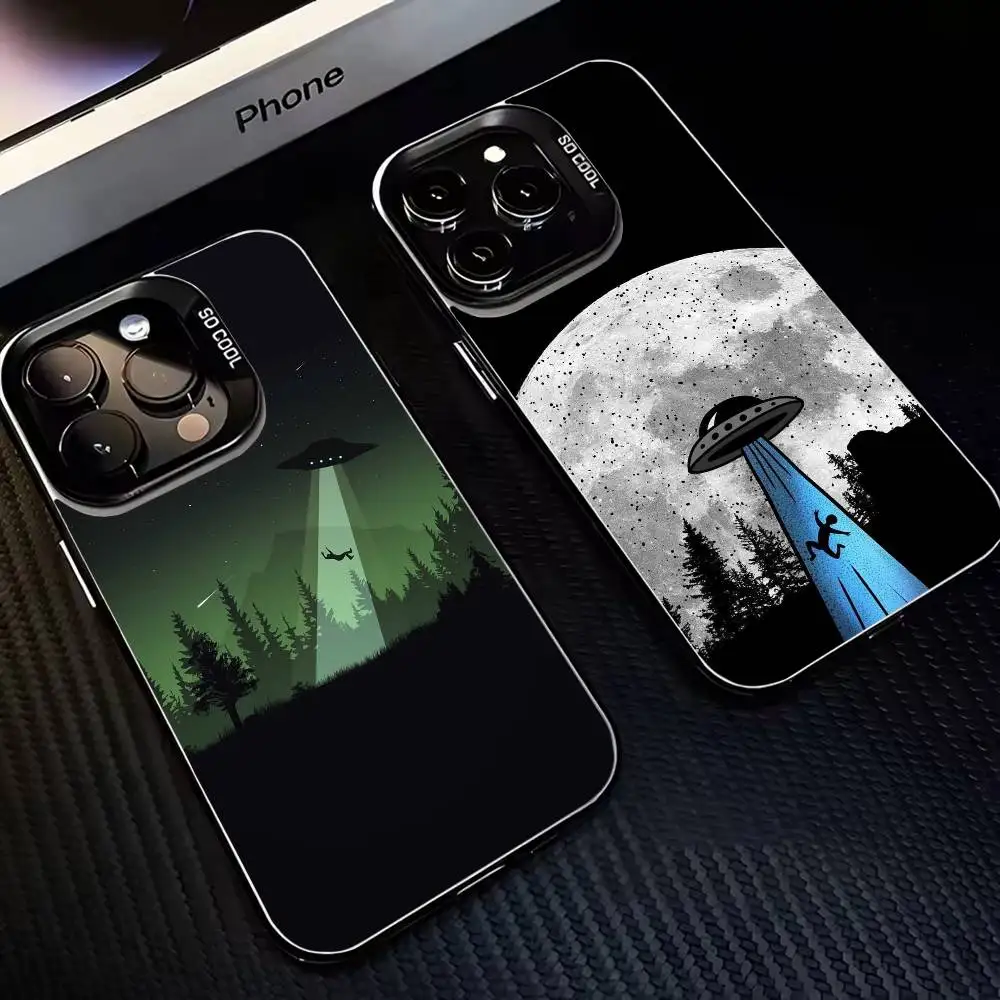 

UFO Alien Thing Phone Case For iPhone 16,15,14,13,12,11,Mini,Pro,MAX Black Matte Shockproof Cover
