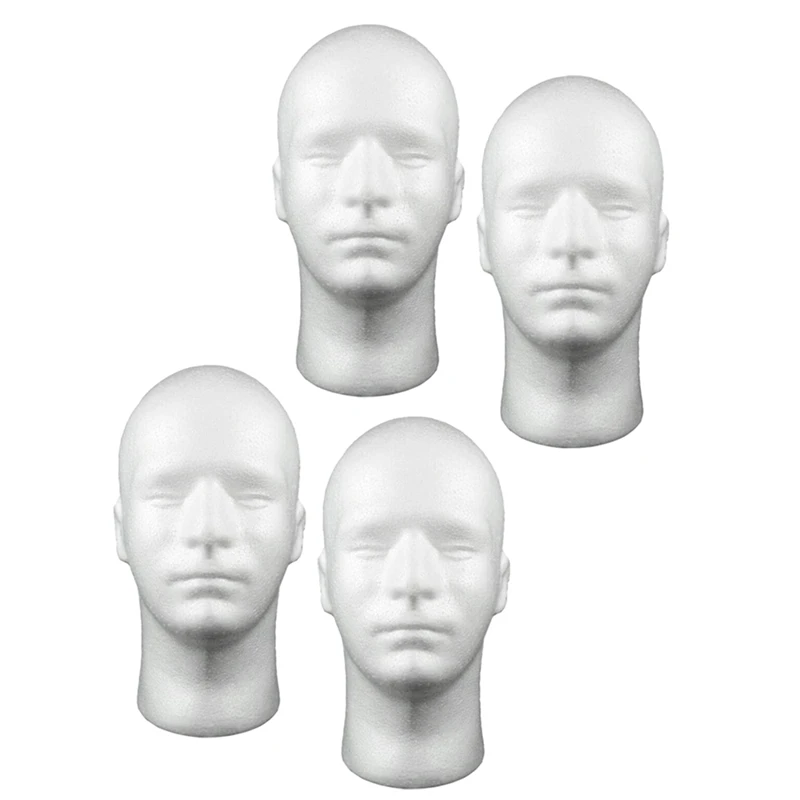 4Pcs Foam Male Head For Headsets Hairpiece F/Salon Male Foam Mannequin Wig Head