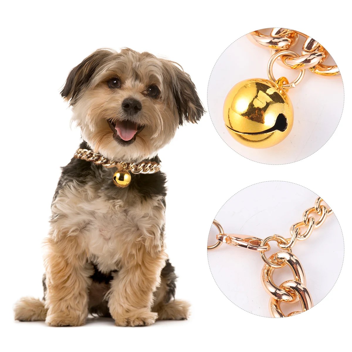 

1pc Luxury Gold Pet Collar Set Durable Copper Dog Cat Chain Necklace Safe Walking Accessories Decorative Supplies