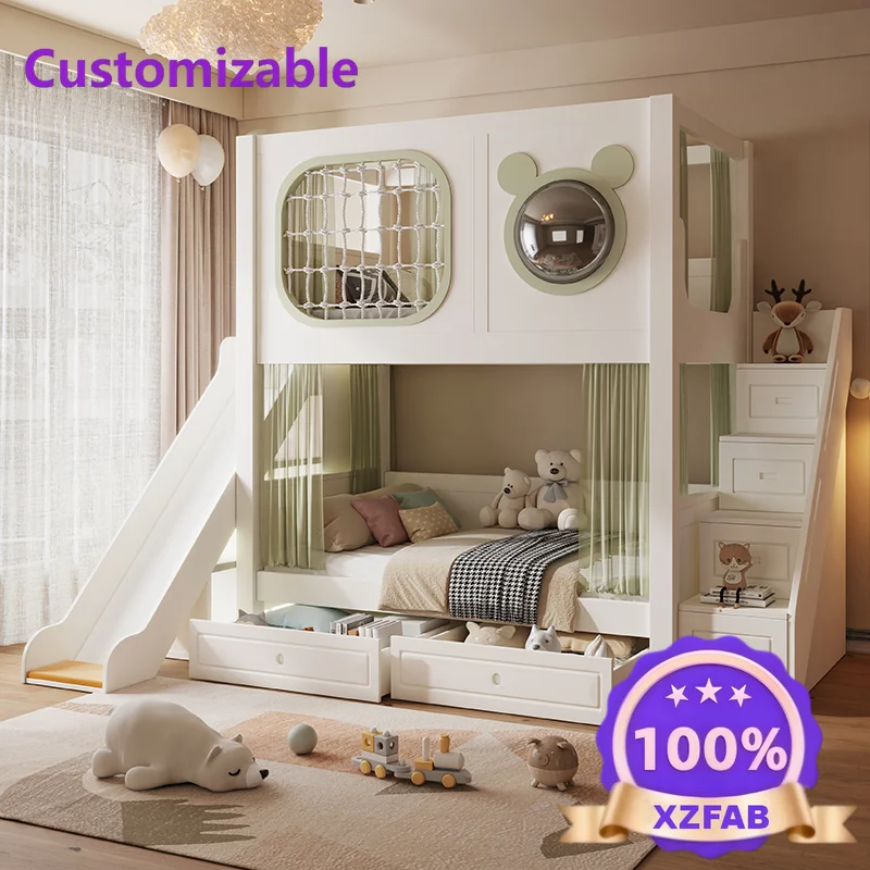 Factory Direct 2026 Space capsule children's beds do not interfere with each other, sister and brother two-layer upper