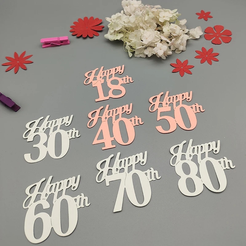 2022 New Happy 30th 40th 50th 60th 70th 80th Birthday Word Metal Cutting Dies for Scrapbooking Letter Phrase Stencil Card Making