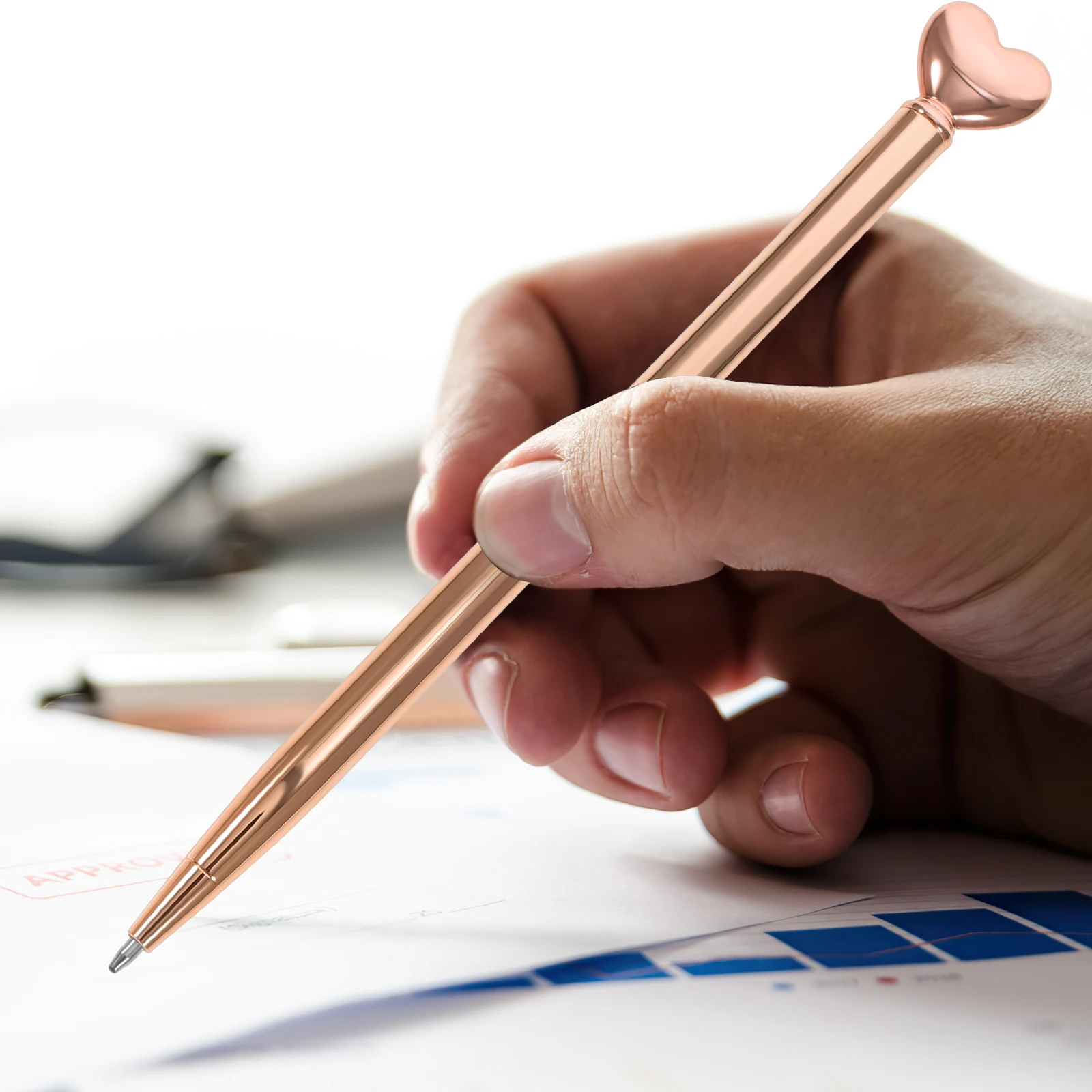 

12pcs Heart Shaped Metal Ballpoint Pen Smooth Writing Creative Cartoon Gift Pens Gold Color Portable Daily Use Student