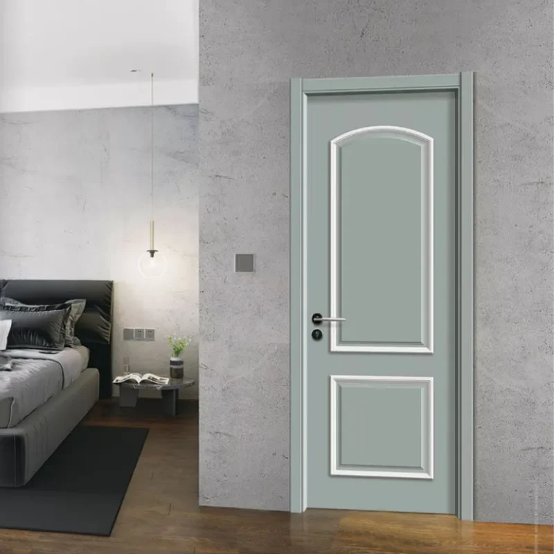 for European Style Modern Oak Solid Wood Interior Bedroom Door Set with Sound Insulation Paint Finish Full Room Door