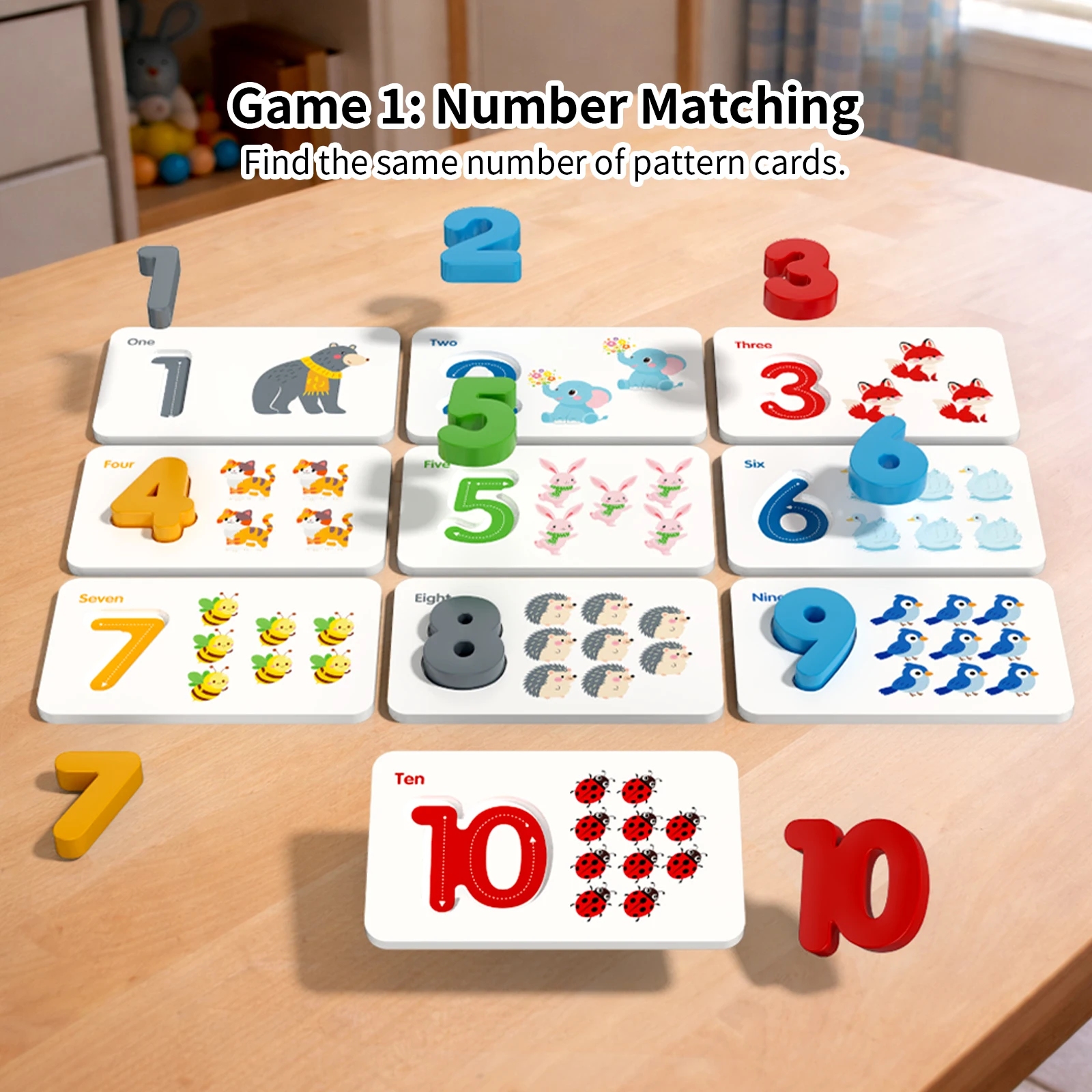 

Wooden Number Matching Puzzles Toys Montessori Early Education Digital Pattern Thicken Blocks Game for Baby Festival Gifts Toys