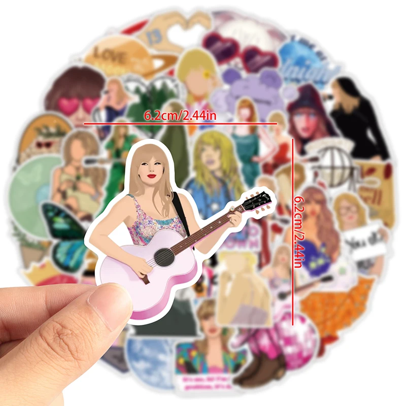 Nieuwe 50 Stuks Taylor Swift Stickers Internationale Singer Superster Cartoon Gitaar/Piano Waterdichte Sticker