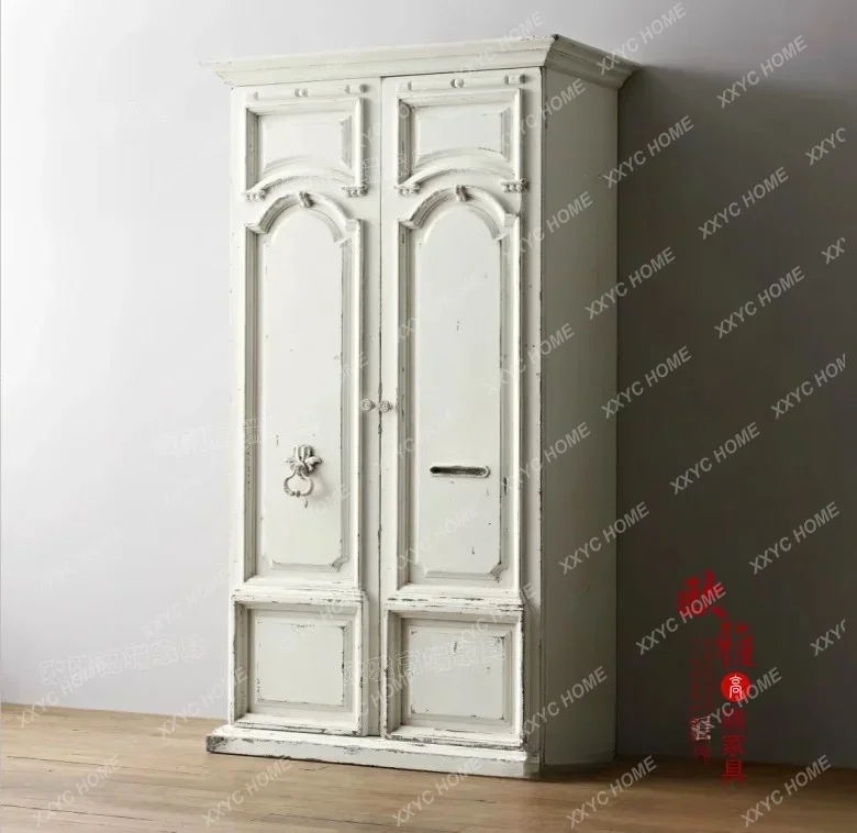 L solid wood, retro old storage and old white wardrobe customization