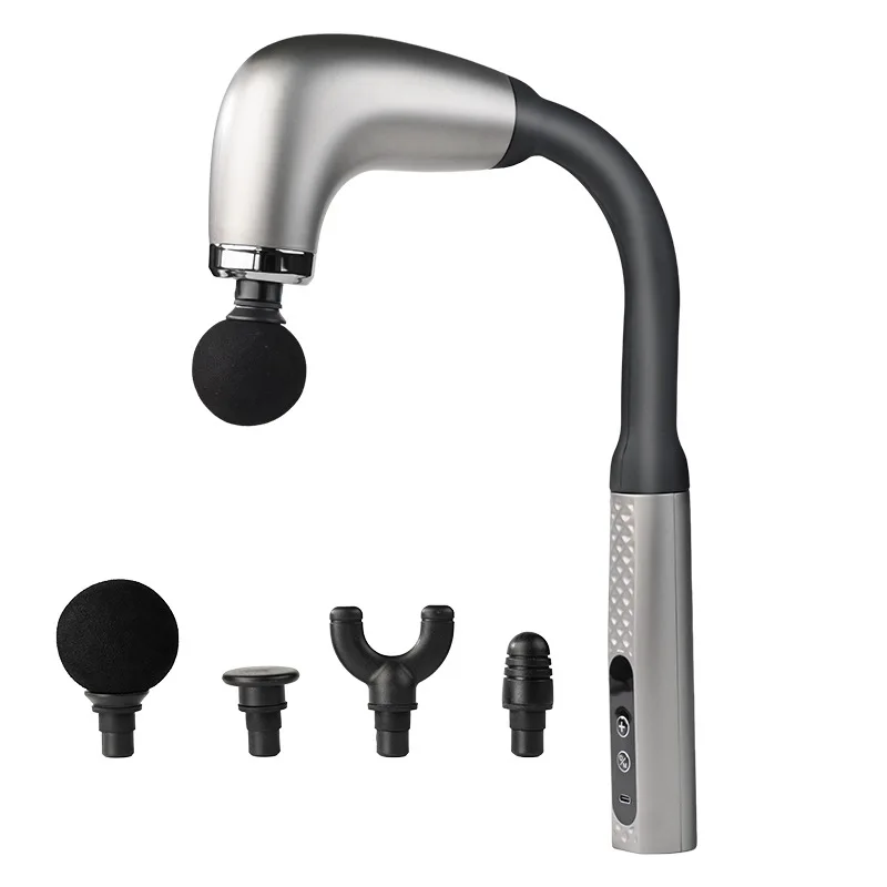 

U-shaped hook Massage gun quiet deep tissue percussion extended handle w/ LCD multi-speed for Back relief