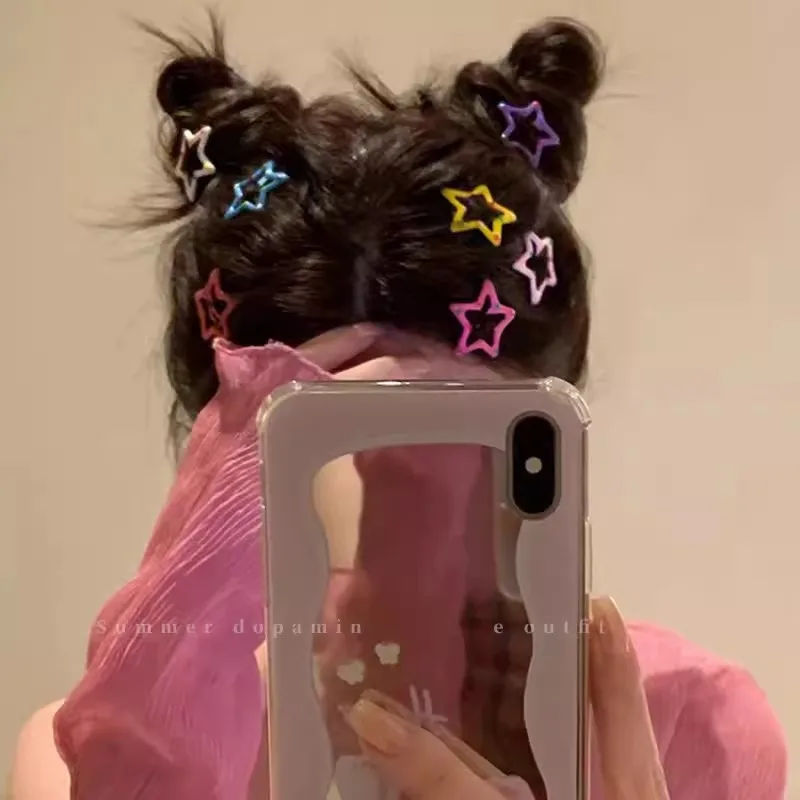 Y2K Dopamine Colorful Pentagram Hair Pins Stars INS Sweet Cool Cute Versatile Hair Clips for Girls Korean Hair Accessories