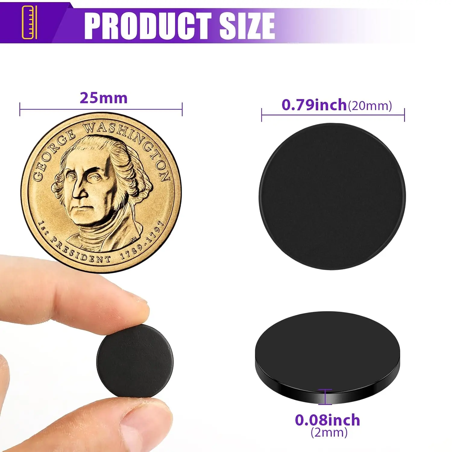 10/50pcs Self Adhesive Magnetic Dia 20mm Thickness 2mm Round Rubber Flexible Small Sticky Magnets Disc for Crafts and Fridge