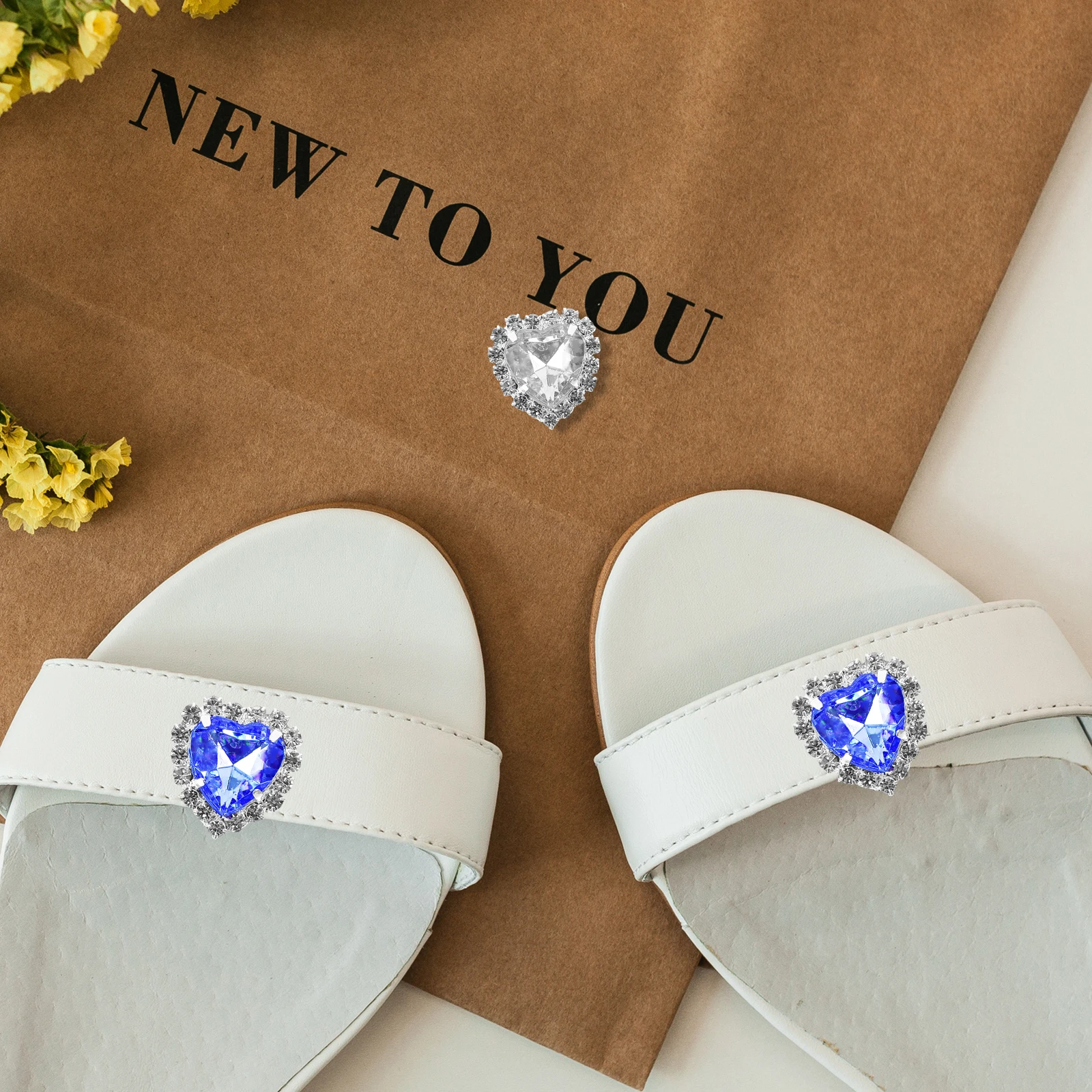 

12 Pcs Gem Shoe Buckle Accessories Women Laces Glass Decorations Shoelace Clips Charms Rhinestone Heart Shaped