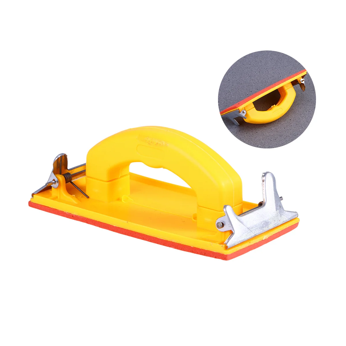 

Plastic Handle Hand Grip Sandpaper Holder Yellow Plate Clamp Sand Paper Frame Drywall Wood Polishing Sanding Tool Abrasive Tool