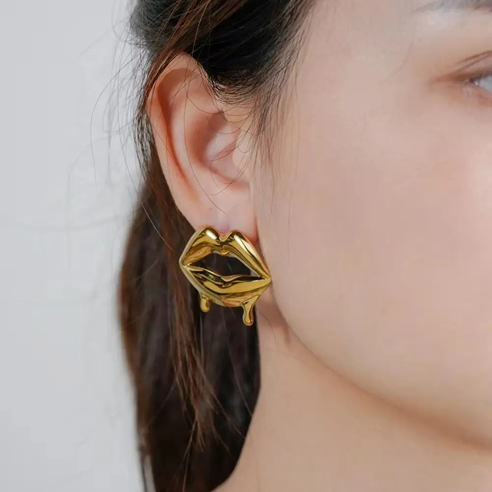 

ENFASHION Aretes De Mujer Lips Stud Earrings For Women's Stainless steel 18K Plated Gold Fashion High Street Jewelry E251811
