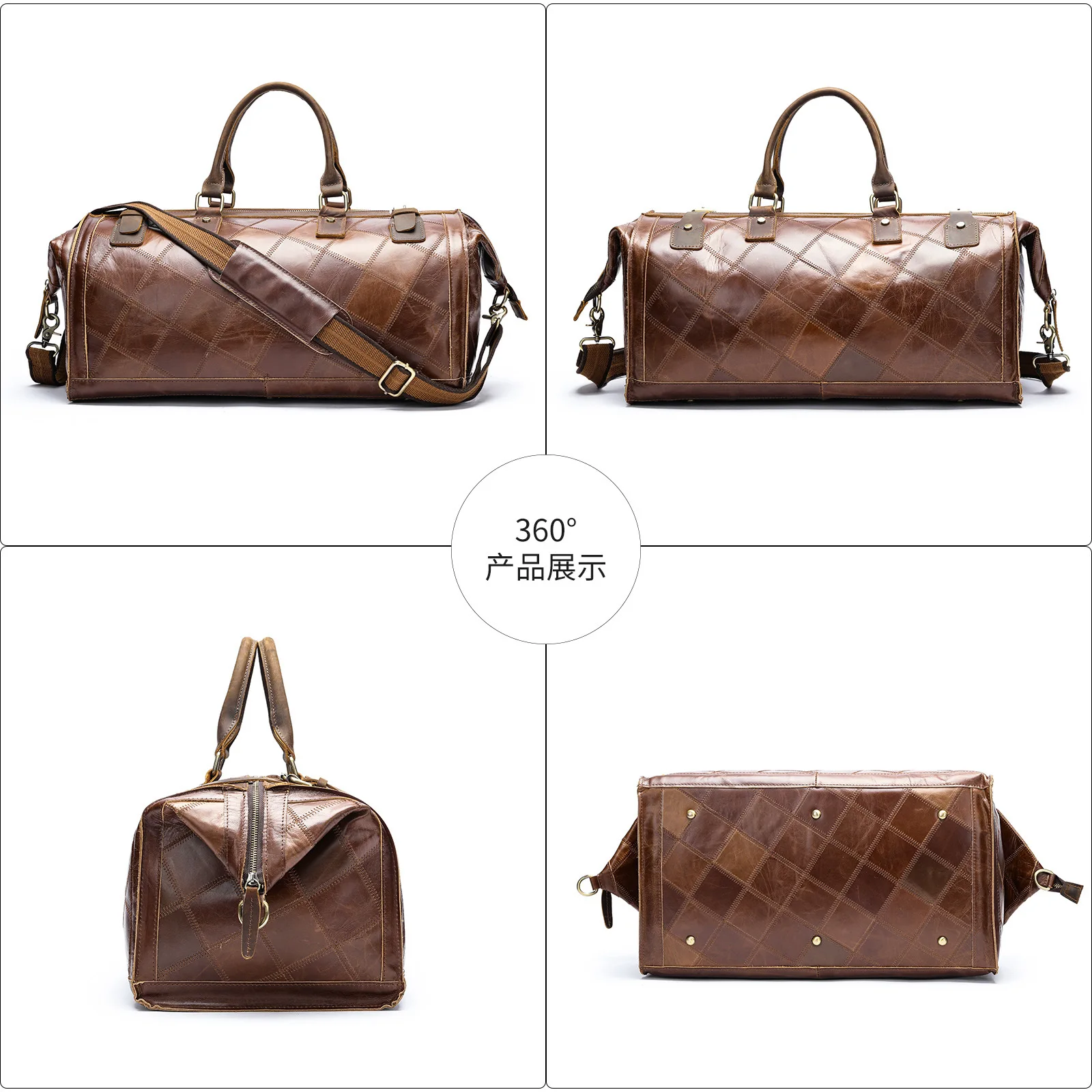 Vintage Oil Wax Leather Duffel Bag for Men Genuine Cowhide Large Capacity Weekender Overnight Travel Luggage Tote