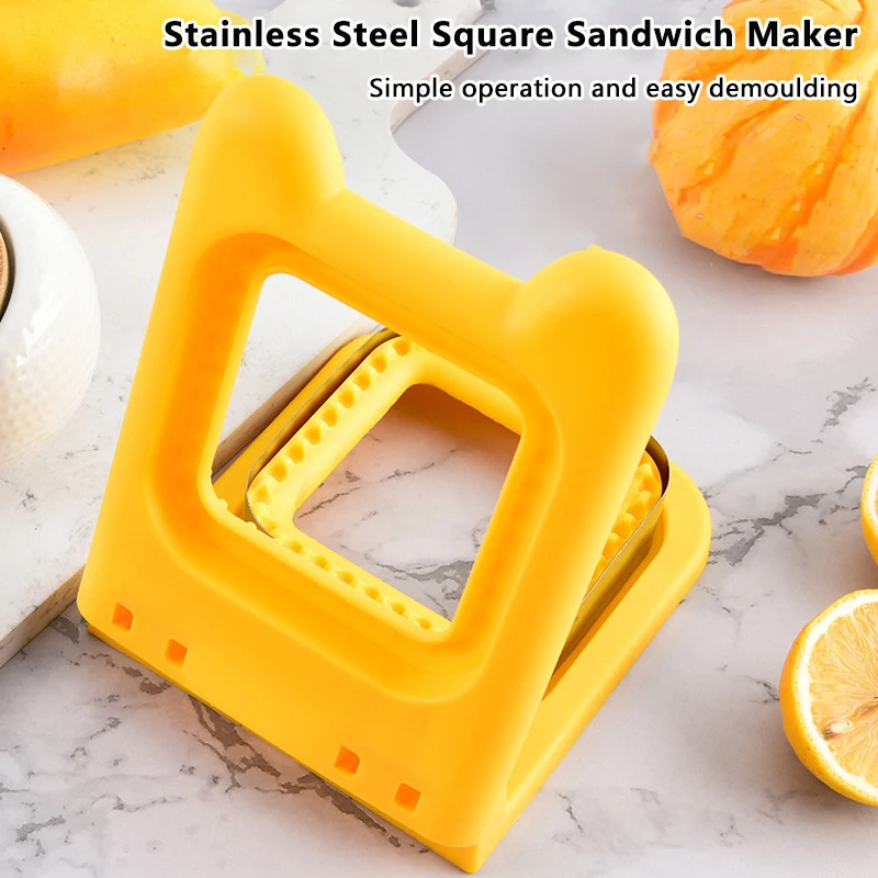 Cetakan pemotong Sandwich Stainless Steel, aksesori alat roti saku roti bakar, cetakan pemotong Sandwich persegi Model Sealer