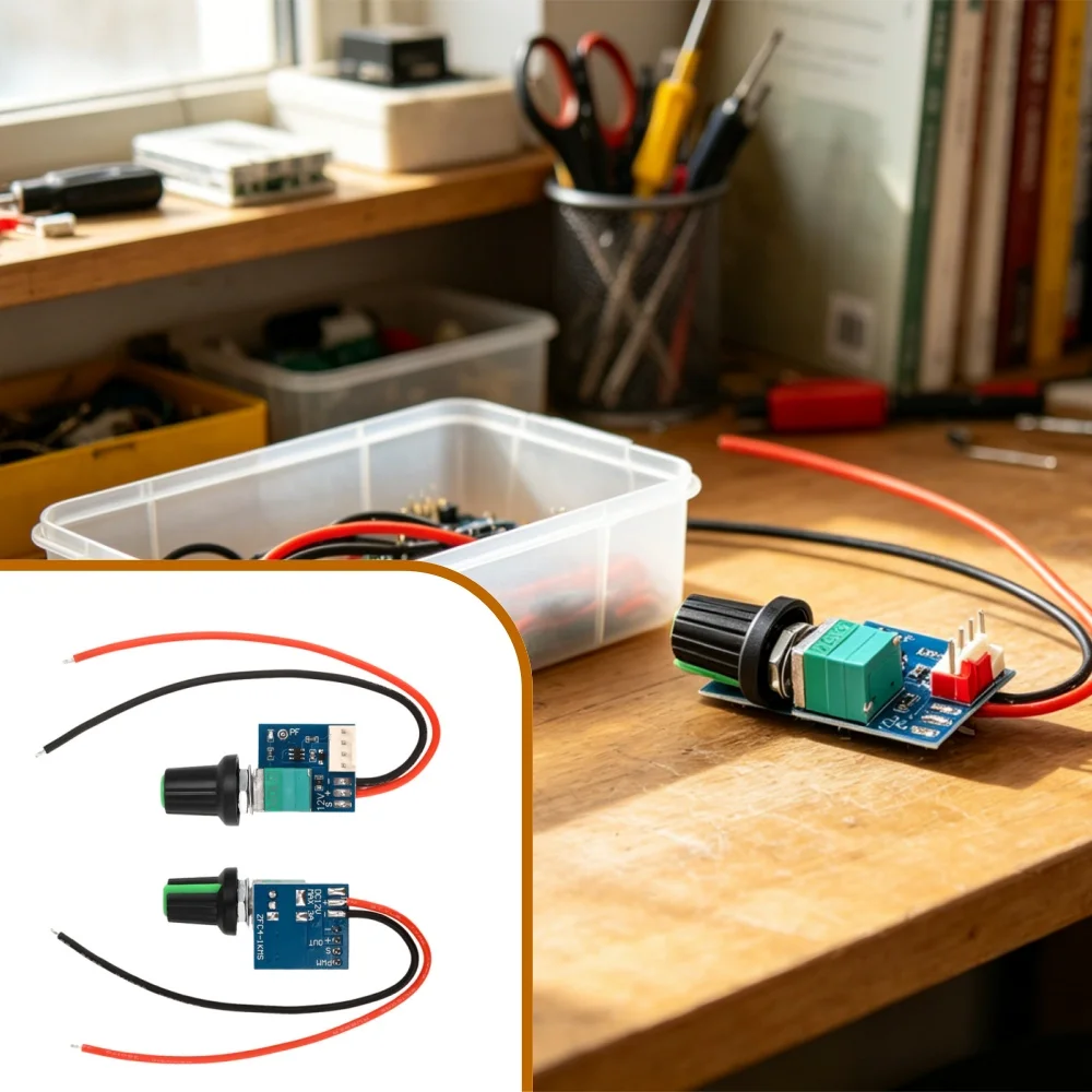 4 Pin PWM Fan Speed Controller DC 5-12V Manual Knob Adjust with On/Off Switch, PC Chassis Fan Noise Reduction Governor