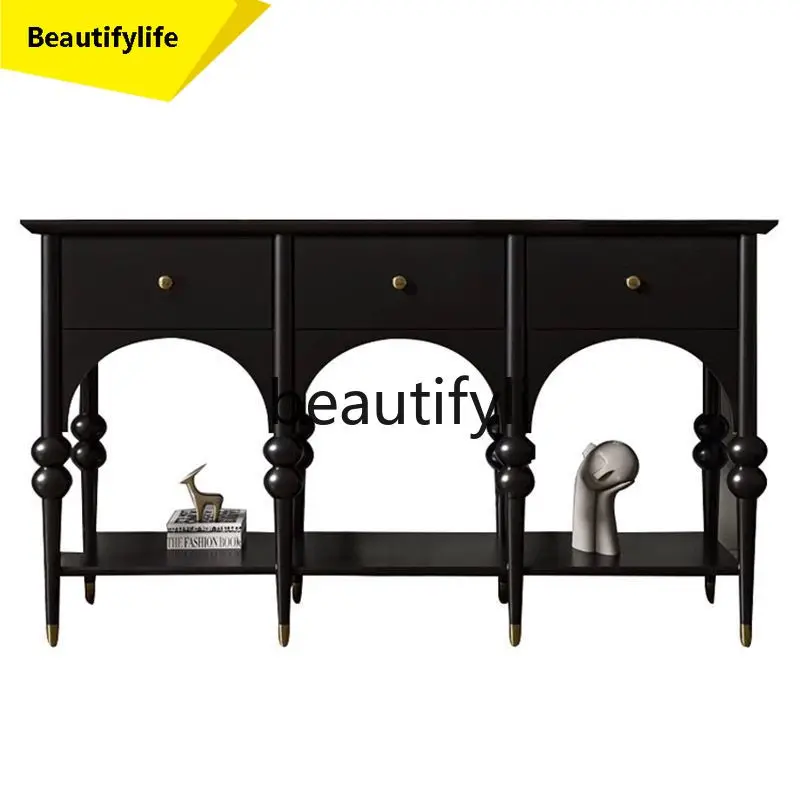 

A53 French light luxury solid wood porch cabinet living room decorative cabinet retro locker porch table