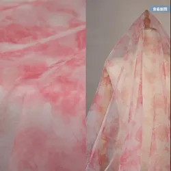 Carminum Smudge Flower Print Chiffon Fabric, Summer Han Cloth, Sunscreen Cloth, Super Thin, High Quality, T2016
