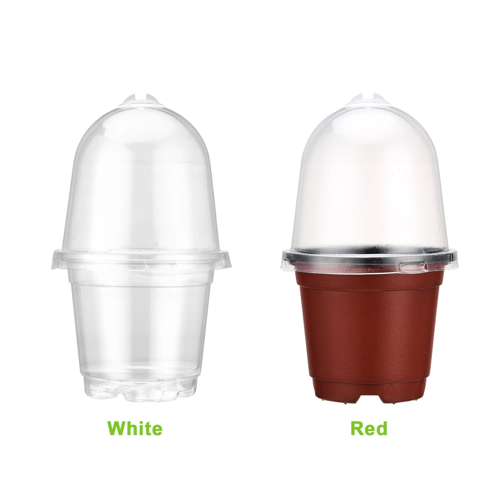 Seedling Pots With Humidity Domes Flowerpot Red 10Pcs Tools Reusable White PP Plastic Durable Accessories Garden Supplies