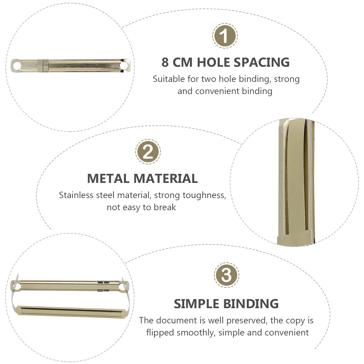 100 ชิ้น Metalbindingclipbindingringbindingstrip กระดาษ Fastener ตัวยึดแฟ้มปฏิบัติคลิปเครื่องเขียน Bookbinding