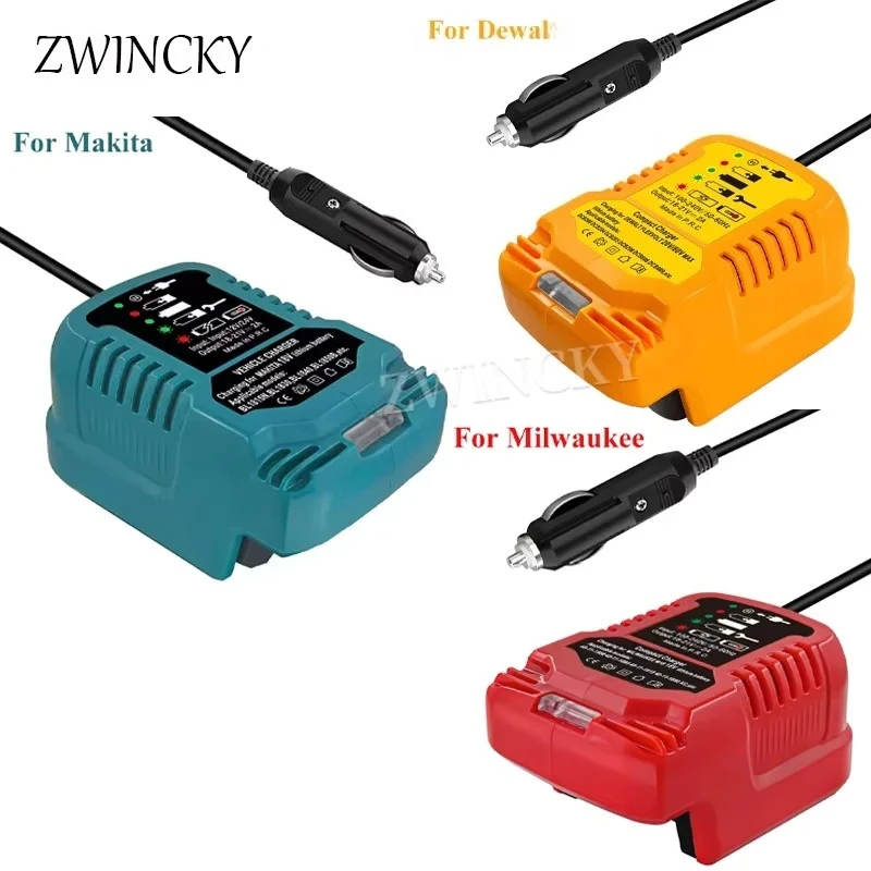 For MAKITA/Milwaukee/Dewaltt 18V Lithium Battery Charger Replacement Portable Compact Charger Car Charger with Cigarette Lighter