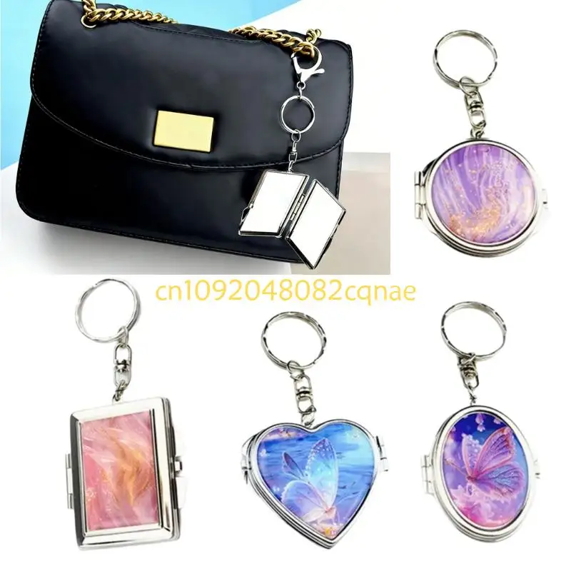 Fashionable Keychain Compact Mirror Featuring Double Sided Reflection Portable Size For Easy Touch Ups Gift