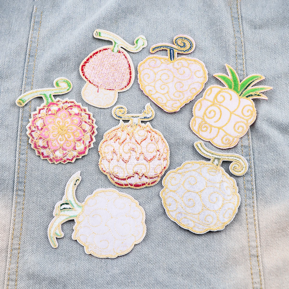 Manga Badge on Backpack Devil Fruit Iron On Patches For Clothing Anime Embroidered Patches For Clothes Toys