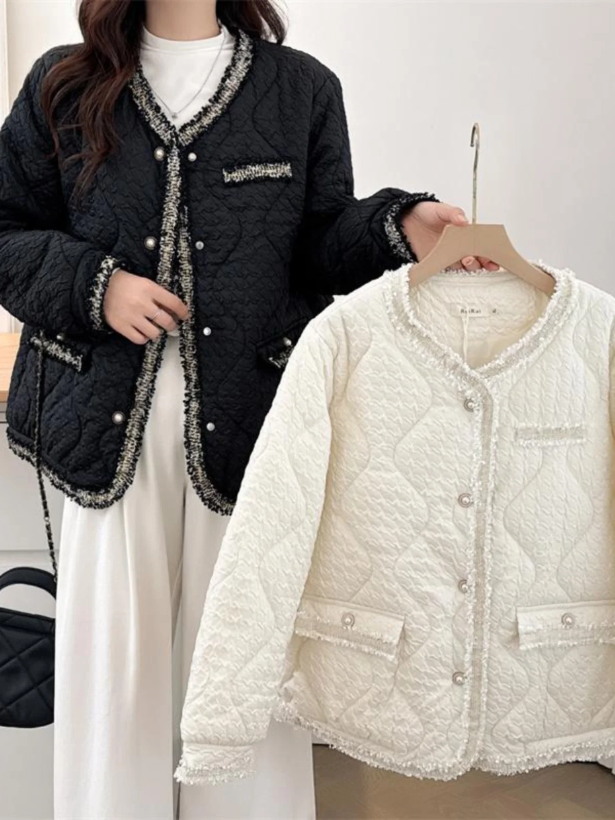 

Winter New Style Retro Texture Cotton Jacket Loose Women's Outerwear Warmth Faux Fur Trim Large Size Comfortable Coat