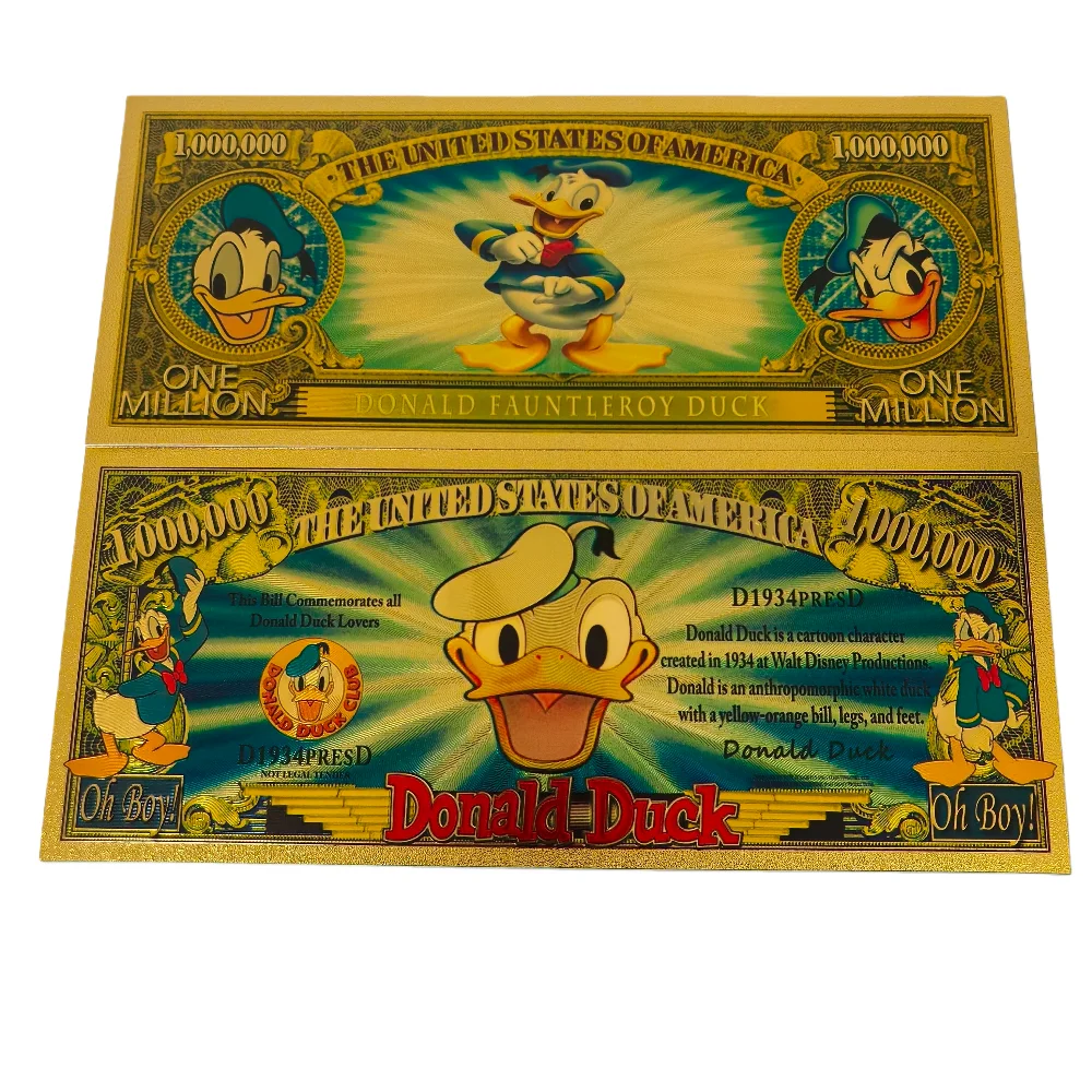 Afbeelding 6: 6 ontwerpen stripfiguren goudfolie bankbiljetten set Mickey Minnie Donald Duck collectie kunst ambachtelijke souvenir cadeaus voor fans