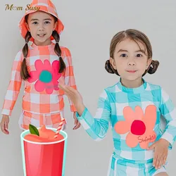 Baby Girl Boy Cartoon Swim Suit Long Sleeve Tshirt+Shorts 2PCS  Infant Toddler Child Swimwear Bathing Suit Kid Clothes 1-10Y