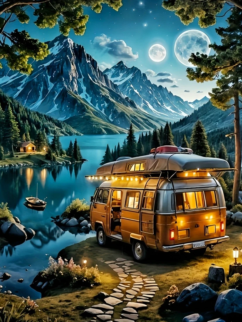 

Пазлы-головоломки «Пейзажный кемпер-фургон» 500/1000/1200/2000 элементов, семейные игры для игровой комнаты, спальни, подарки, декор для дома