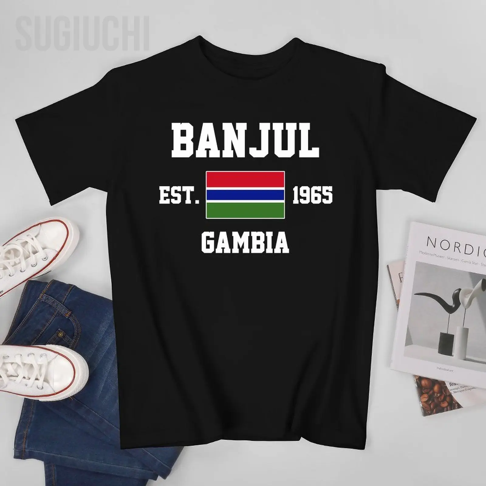 Patriotic Flag Gambia EST.1965 Banjul Men Tshirt Tees T-Shirt O-neck T Shirts Women Boys Clothing 100% Cotton