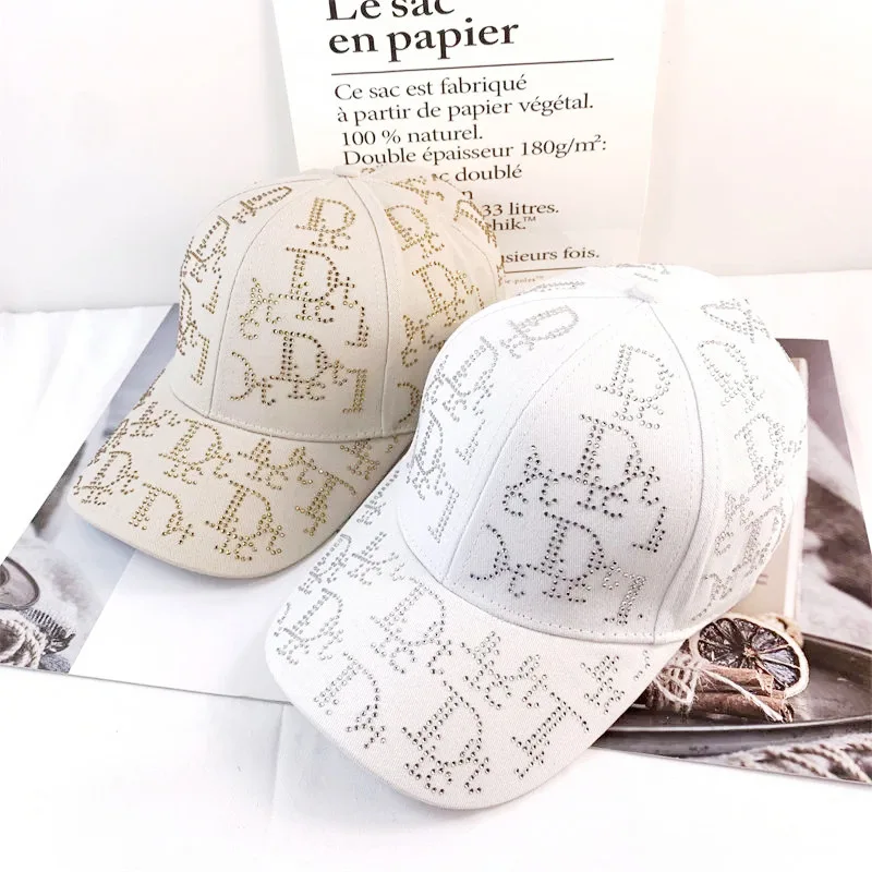 

2024 Women's Fashion Rhinestone Letters Baseball Cap Sunscreen Sun-shading Duck Tongue Cap Street Shopping Leisure Rebound Cap