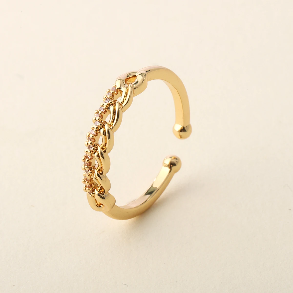 3Pcs Stackable Open Rings Set For Women, Teardrop Zircon Double Layer Chain Crystal Adjustable Gold Silver Finger Rings