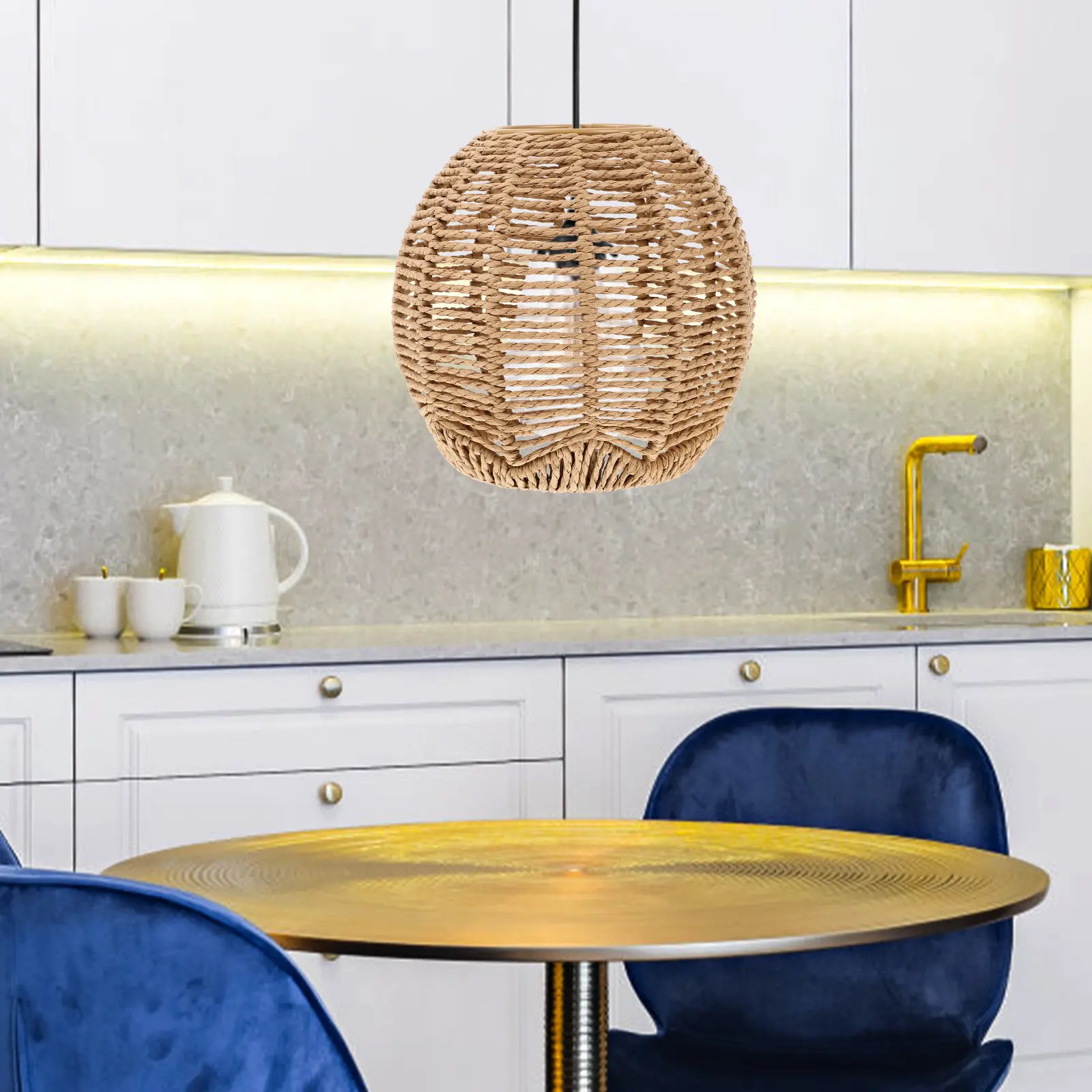 

Hemp Rope Woven Lampshade Pendant Lamp Shade Replacement Hanging Light Shade for Chandelier Decorative Light Fixture Cover