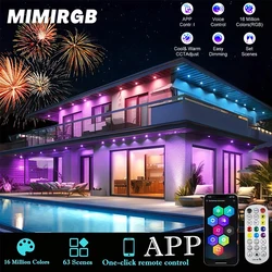 Outdoor Eaves Luzes LED String, RGB Light Strip, Bluetooth, Modos de Cena DIY, Iluminação Permanente, 15m